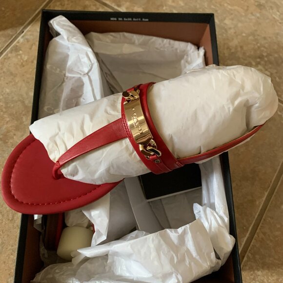 COACH Caterine flat sandals True Red NIB - Picture 1 of 3